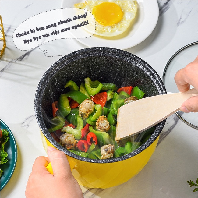 Nồi lẩu điện đa năng mini 1,8l có tay cầm, ca nấu mì tiện lợi dành cho sinh viên, người đi làm văn phòng