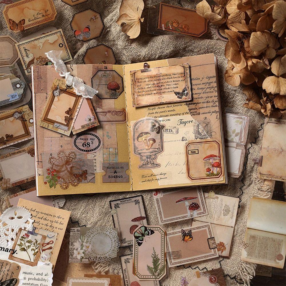 KUNHEV Set 20 Tờ / 180 Sticker PET Phong Cách Retro Độc Đáo Dùng Để Trang Trí Nhật Ký / Album Ảnh