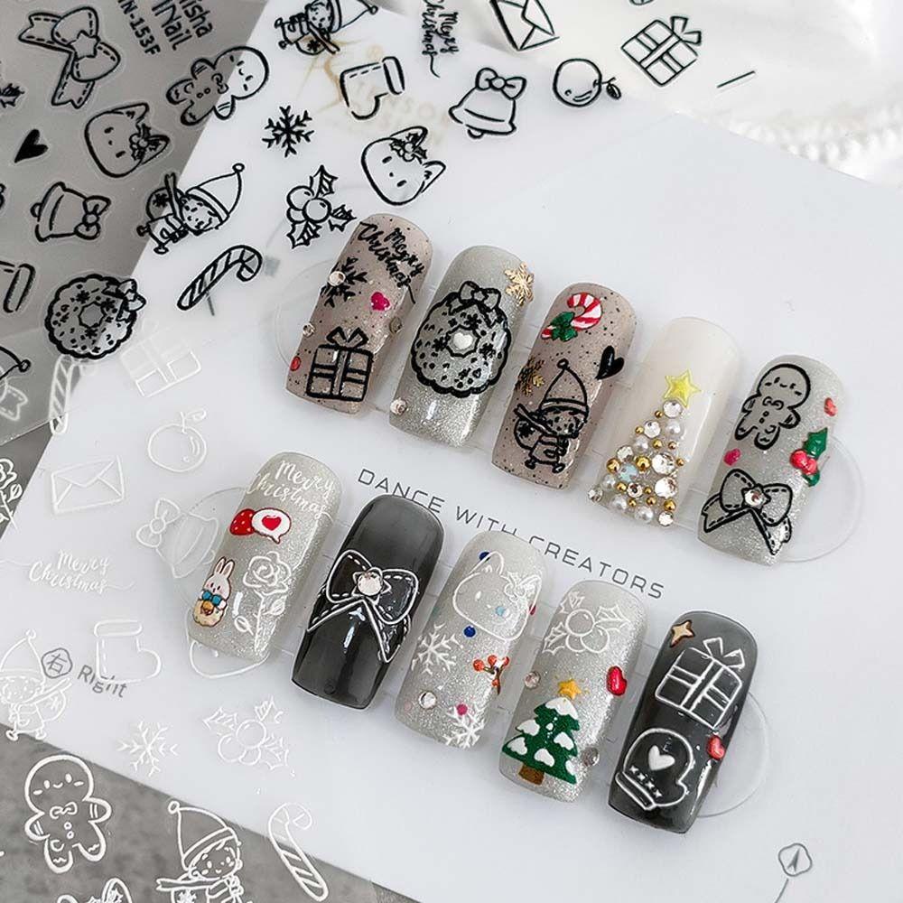 Miếng Dán Trang Trí Móng Tay Tự Dính Họa Tiết Giáng Sinh Dành Cho Nữ