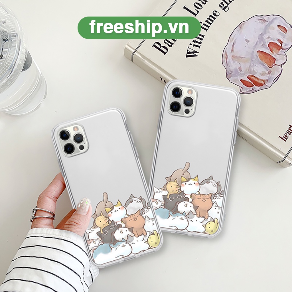 Ốp lưng iphone đàn mèo cute ốp vuông trong suốt bảo vệ cam 6/6splus/7/7plus/8/8plus/x/xr/xs/11/12/13/14/pro/max/plus/pro