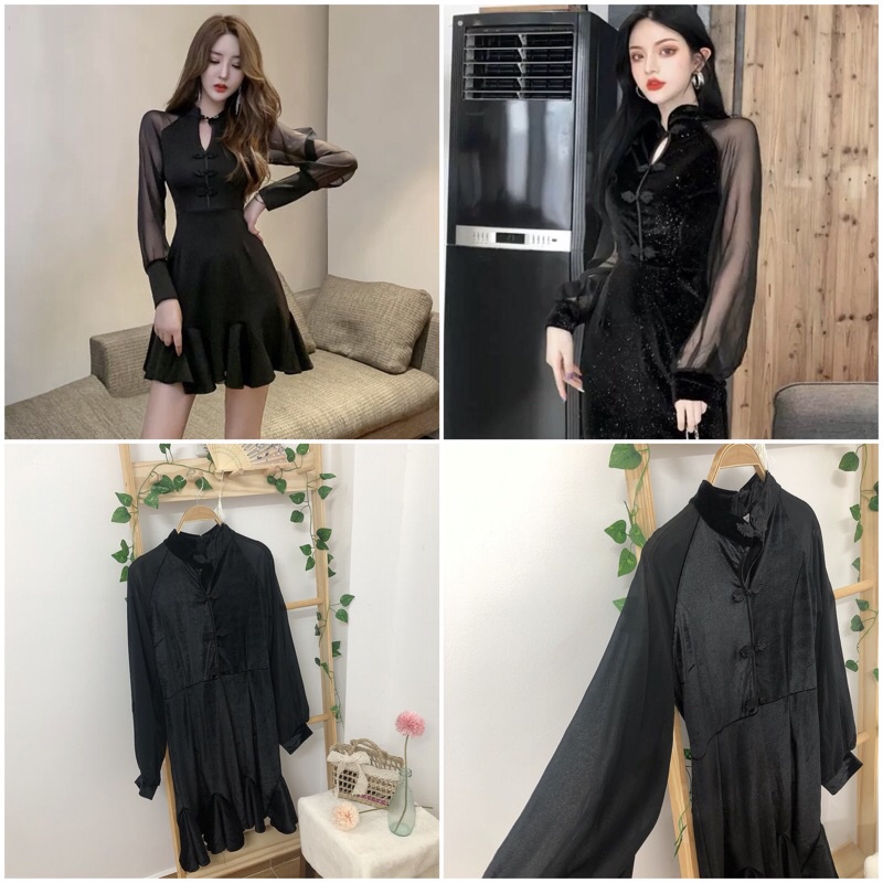 Sườn xám nhung cách tân đầm nhung xinh