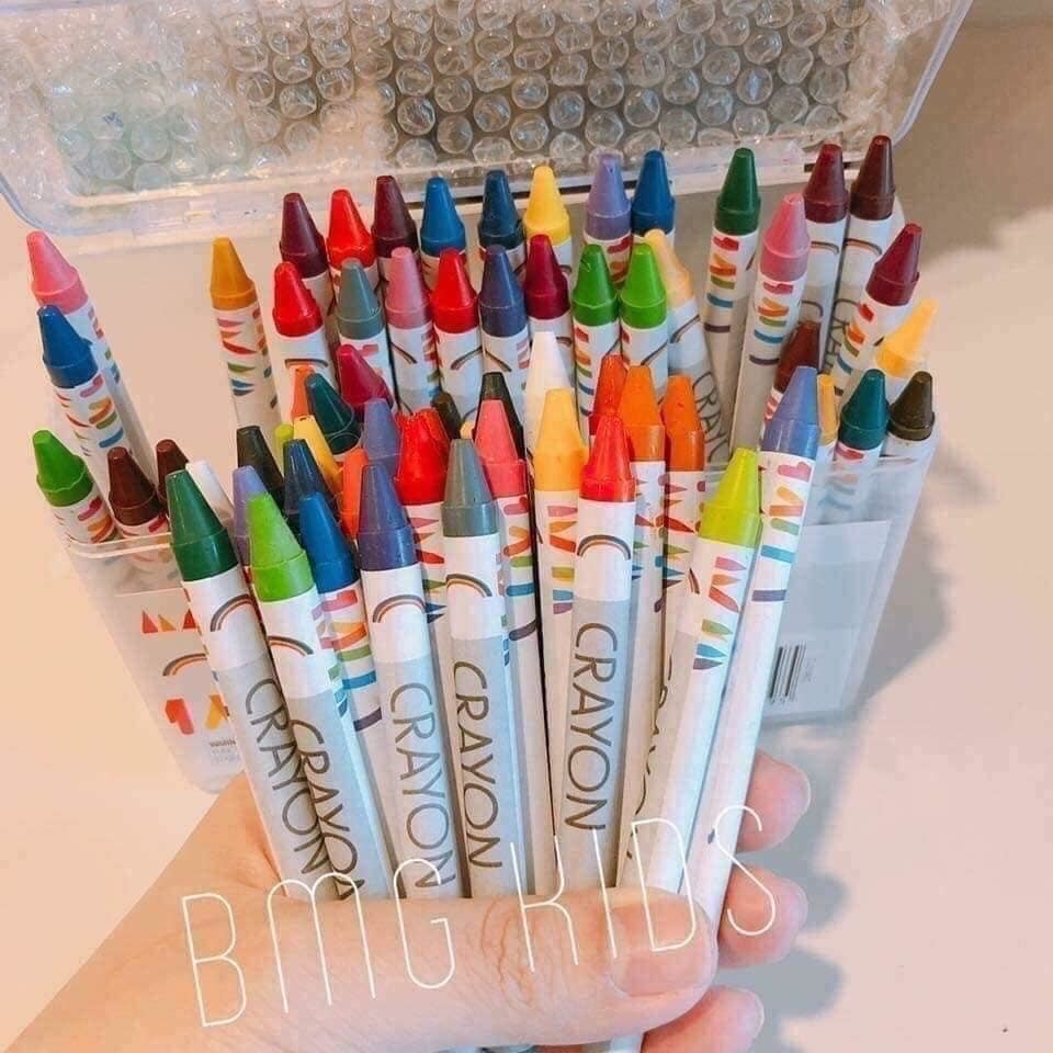 Hộp Bút Màu Sáp 64 Cây Crayon Hộp Nhựa, Cây màu sáp thơm cho bé, đủ mọi màu sắc kích thích tư duy nghệ thuật cho trẻ