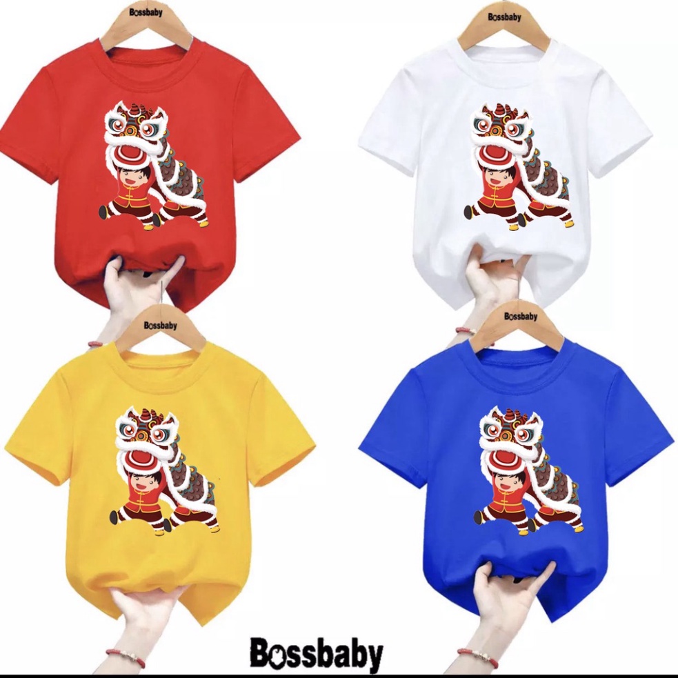 Áo thun tết hình cậu bé múa lân ,áo cho bé từ 6kg-30kg.AT04.