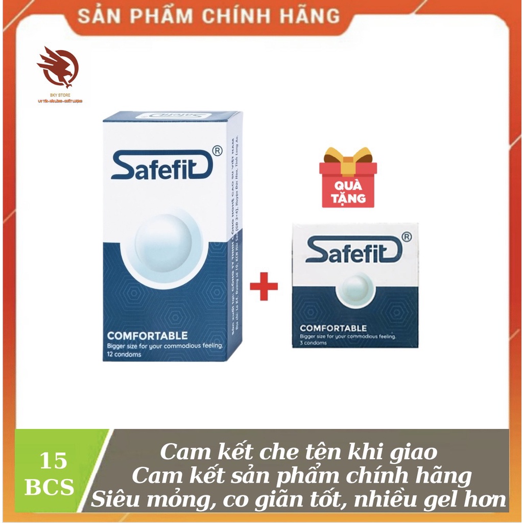 - Bao cao su Safefit Comfortable, bao siêu mỏng, co giãn tốt, nhiều gel bôi trơn hơn - 15 cái