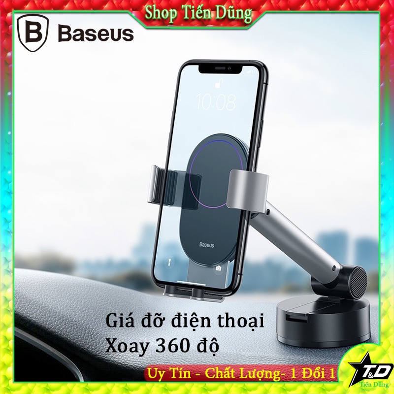 Giá đỡ điện thoại gắn taplo hoặc kính lái ô tô cao cấp thương hiệu Baseus SUYL-JY01 Xoay 360 độ có thể gập lên gập xuống