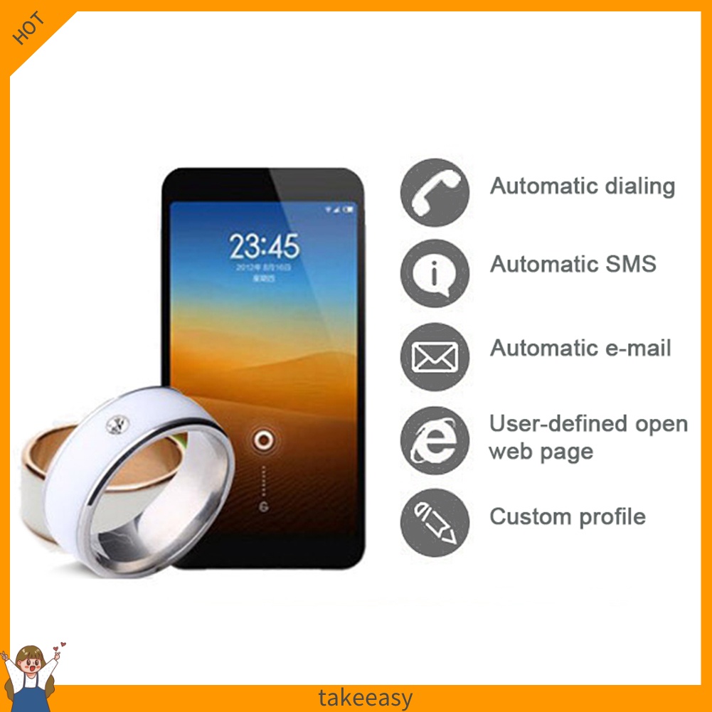 Nhẫn thép không gỉ NFC họa tiết rồng cho điện thoại