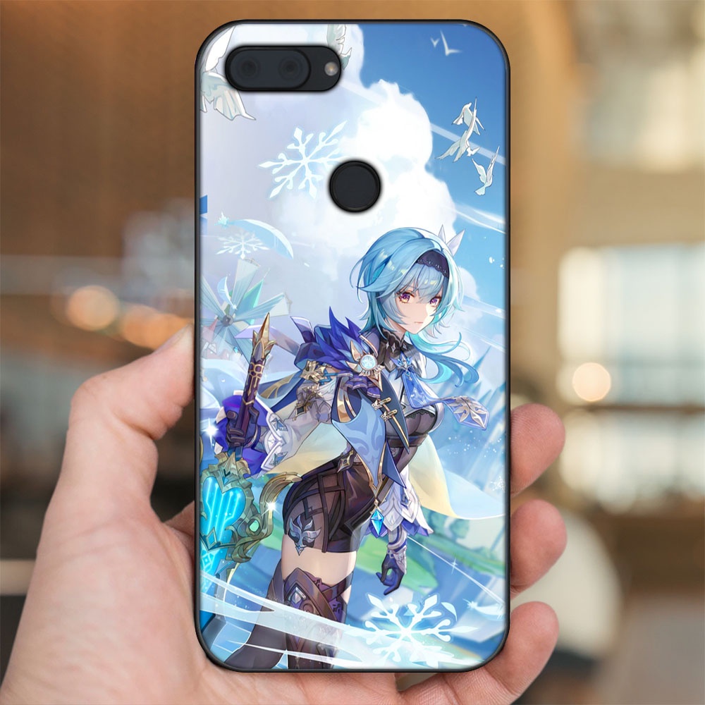 Ốp lưng Xiaomi Mi 8 Lite viền đen in hình Eula Genshin Impact