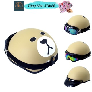 Mũ bảo hiểm nửa đầu in hình Gấu Brown màu xám siêu kute , nón bảo hiểm thời trang