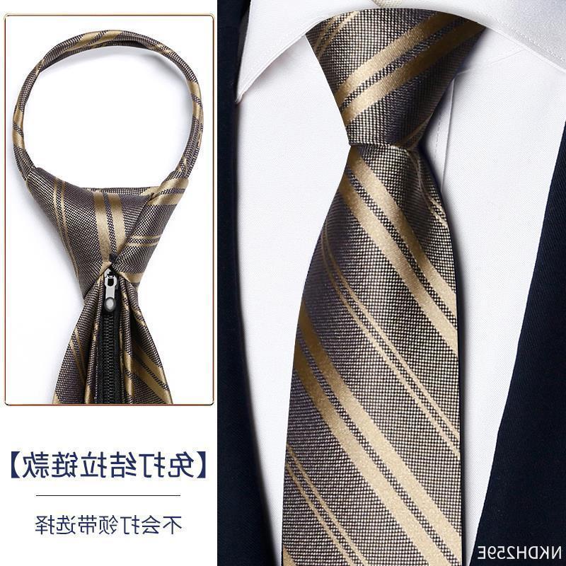 Cà Vạt Nam Bản Rộng 8CM Có Khóa Kéo Màu Nâu Sâm Panh Phong Cách Retro