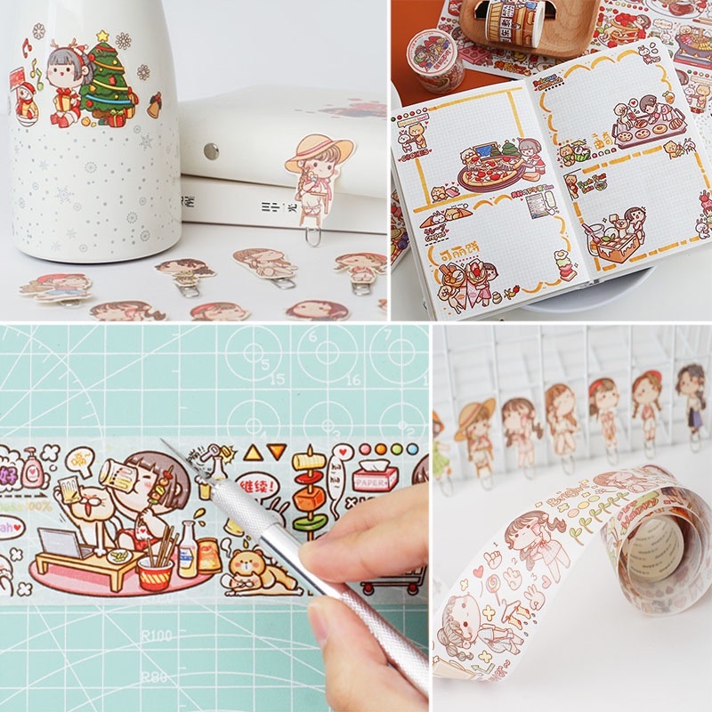 Washi tape sticker cute trang trí thủ công trong nhà, DIY Crafts, Scrapbook, Journal, Diary, Planner HD100-K88.