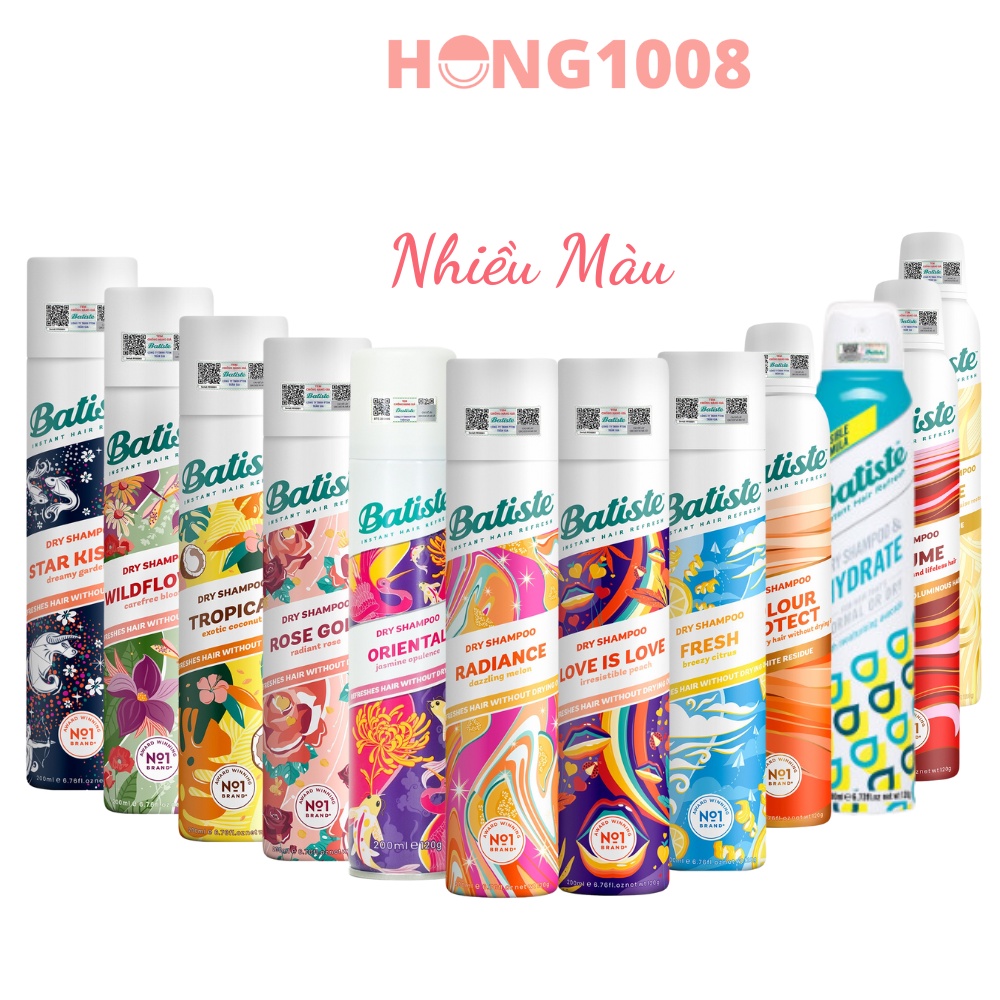 Dầu Gội Khô Batiste Dry Shampoo 200ml - 120g của Anh - Dành Cho Tóc Dầu