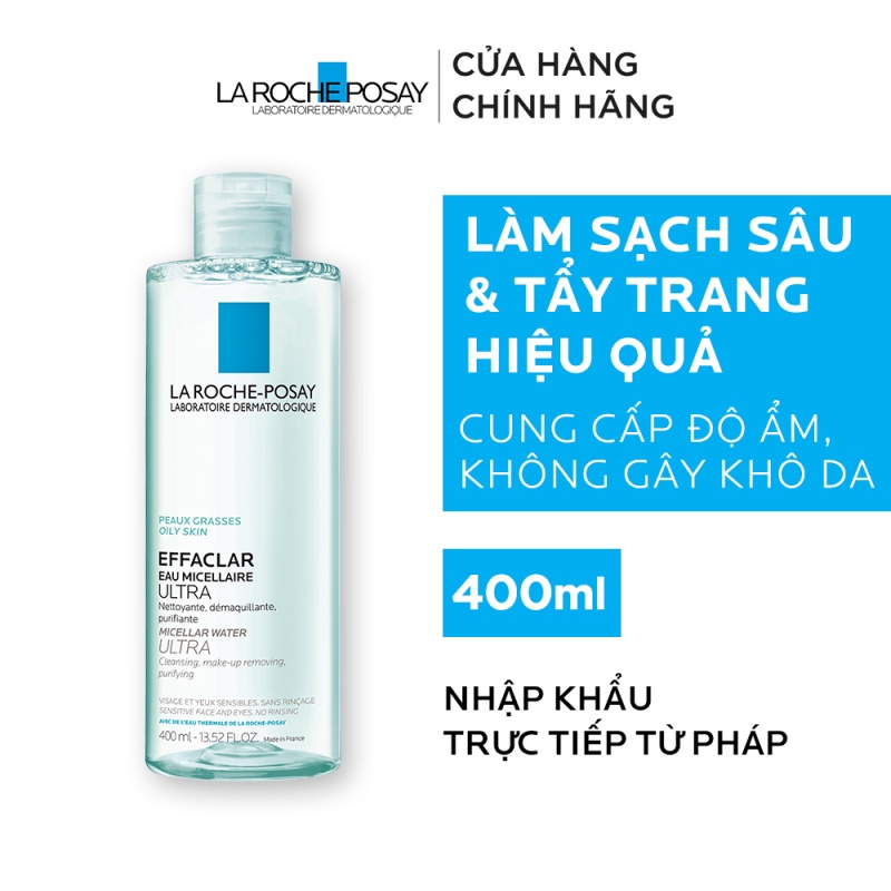 Bộ sản phẩm nước làm sạch sâu và tẩy trang da dầu nhạy cảm La Roche-Posay Micellar Water 400ml