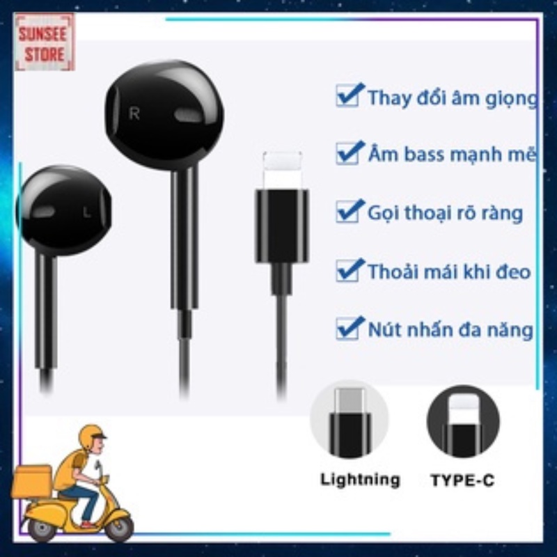 Tai nghe nhét tai Yesjun888 âm bass mạnh mẽ,cổng kết nối Lightning/Type-C,có thể thay đổi âm giọng tai nghe