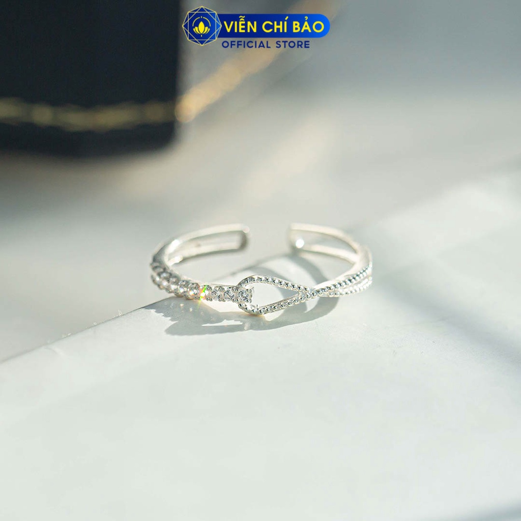 Nhẫn bạc nữ xoắn nơ đính đá chất liệu bạc 925 thời trang phụ kiện trang sức Viễn Chí Bảo N400864