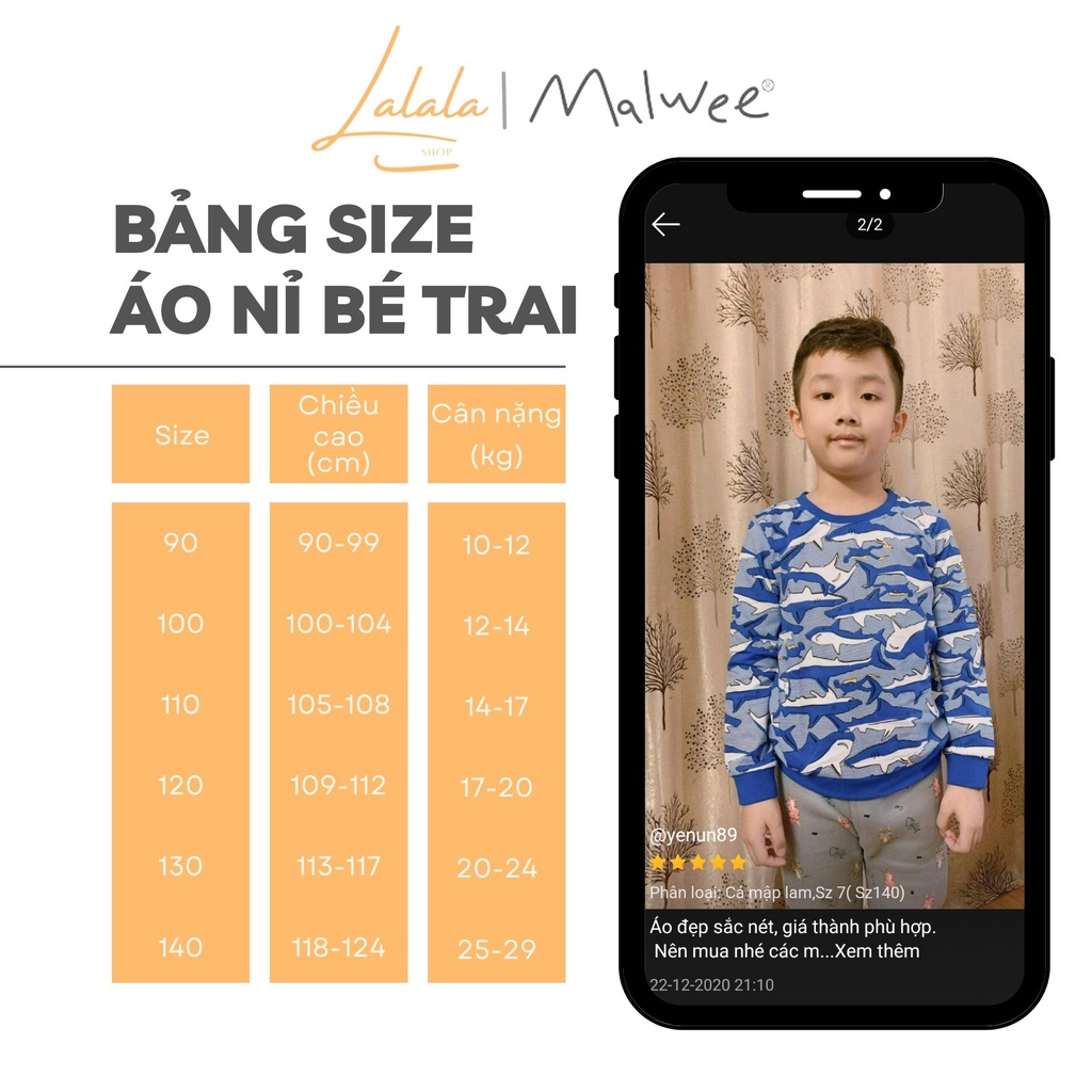 Áo nỉ da cá dài tay cho bé trai