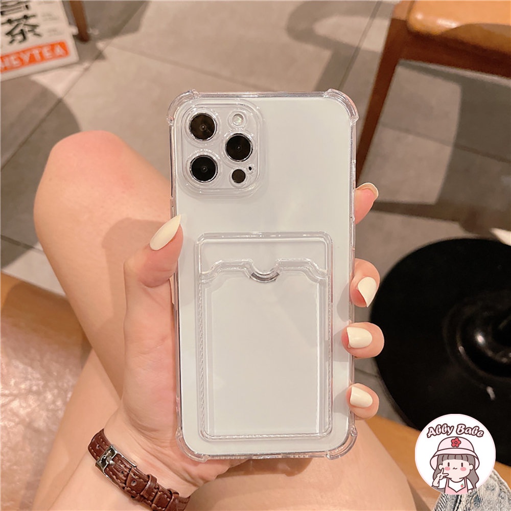 Ốp Điện Thoại TPU Mềm Mỏng Trong Suốt Chống Nước Có Ngăn Đựng Thẻ Cho Iphone 11 7Plus 13 12 11 Pro Max X XS 12 13 XR