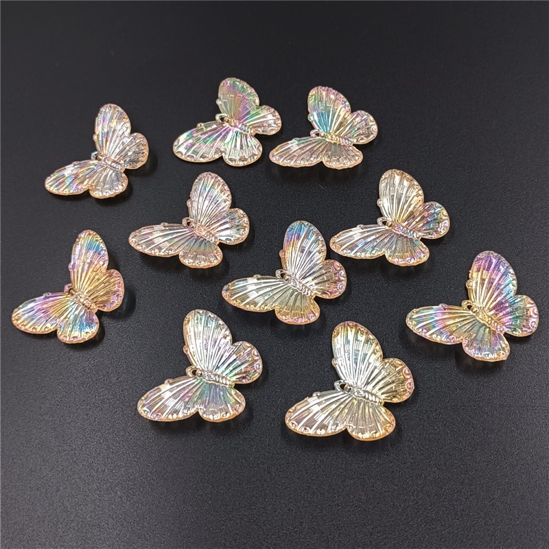 Set 10 Hạt Đá Laser Hình Bướm Nhiều Màu Sắc Dùng Làm Trang Sức Thời Trang DIY