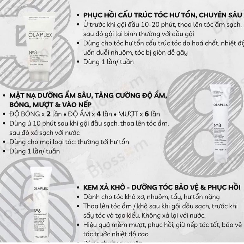 Mặt nạ tóc chuyên sâu OLAPLEX No.8 No8, phục hồi liên kết tóc Mini 20ml - 30ml