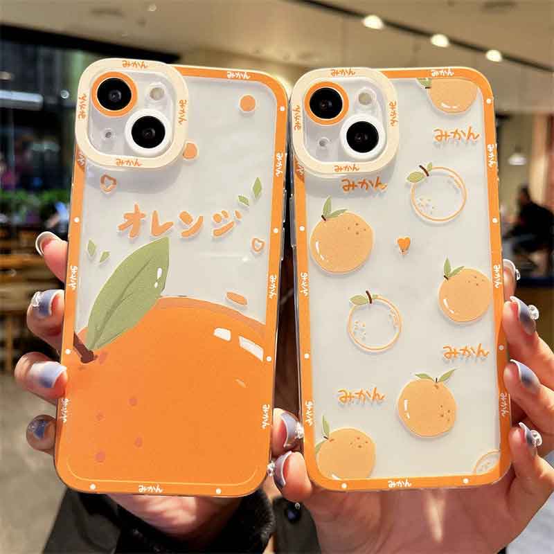GC| Ốp lưng Đối với Samsung Galaxy A02 A02S A03 A03S A7 A10 M10 A10S A11 M11 A12 M12 M14 A20 A30 A20S A21S M21 M30S A22 M22 A23 A31 M31 A32 A30S A50 A50S A51 A52 A52S A71 A72 Soft Clear Small Fresh Vỏ điện thoại màu cam