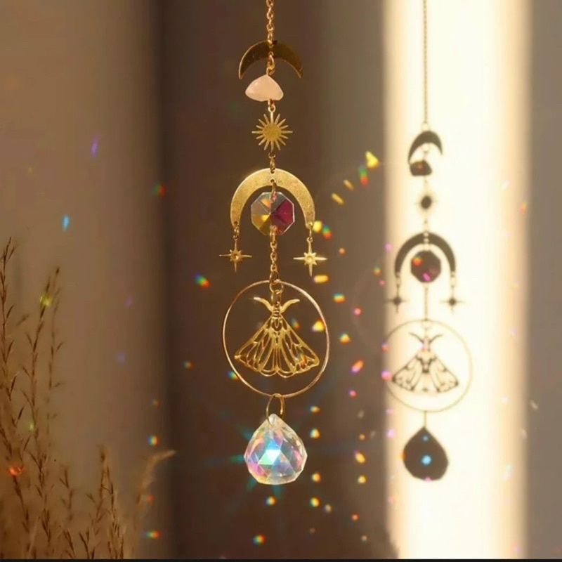 Chuông gió pha lê quà sinh nhật lưu niệm suncatcher ánh nắng cầu vồng phụ kiện trang trí nhà cửa phòng