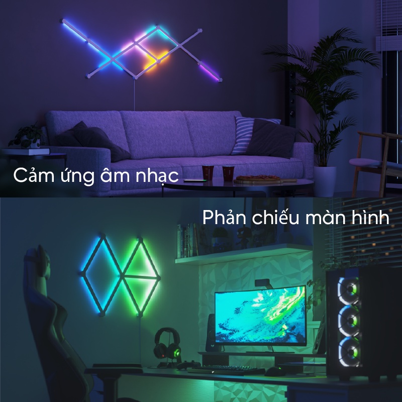 Đèn LED RGB lắp ghép thông minh Nanoleaf Lines Hexagons 9 thanh đèn (Bộ khởi động)