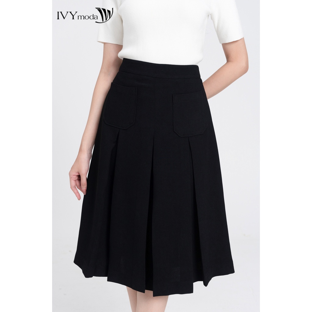 Chân váy xếp ly phối túi vuông IVY moda MS 31M7980