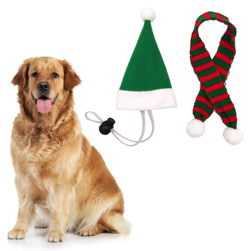 Mũ Ông Già Noel Kèm Khăn Choàng Nhỏ Xinh Cho Thú Cưng
