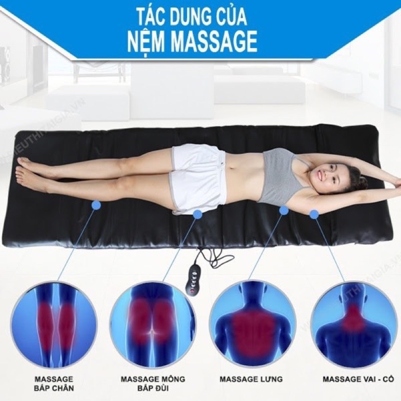 Đệm massage , Nệm massage toàn thân giảm đau nhức QC080 với 9 bi rung nóng Bảo Hành 12 Tháng