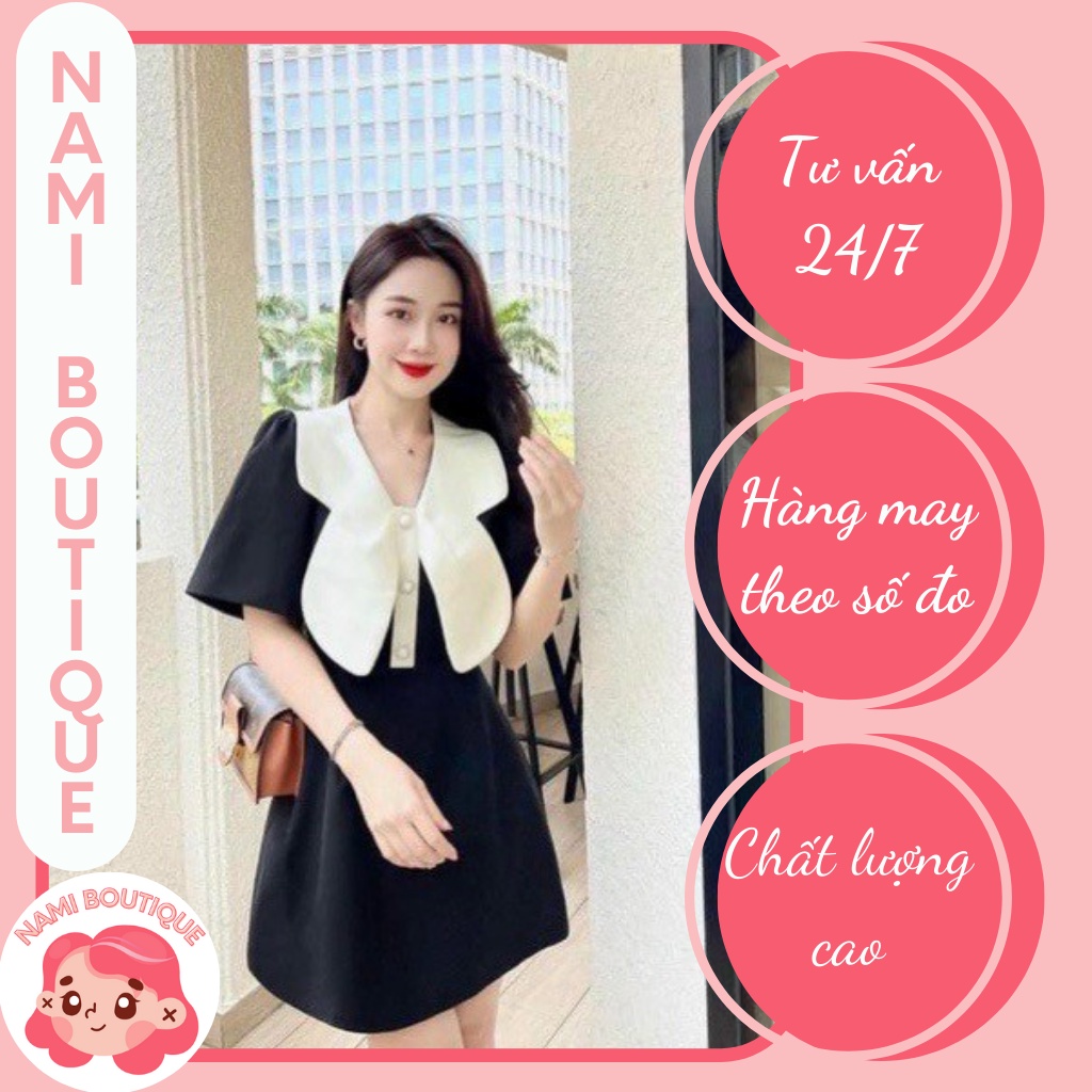 Đầm tiểu thư cổ nơ cánh bướm lớn