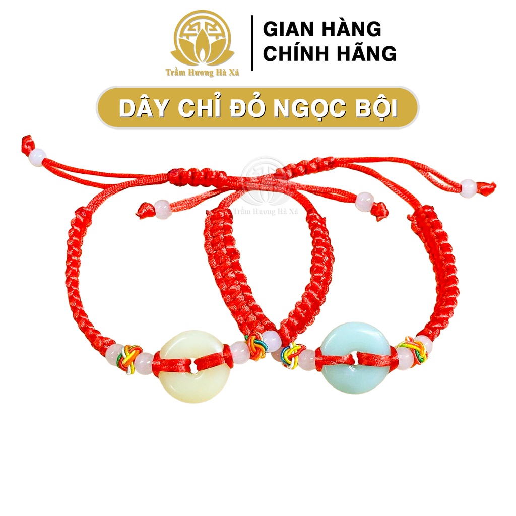 Dây chỉ đỏ ngọc bội HÀ XÁ đeo tay nam nữ phong thủy may mắn tài lộc