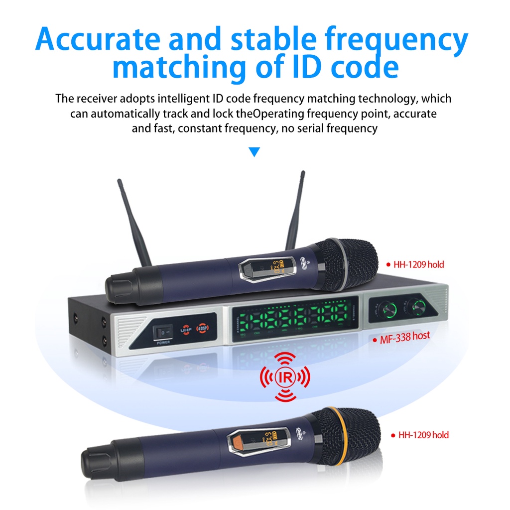 Micro không dây ONTEKCO MF338 cao cấp đa năng đầu thu phát sóng UHF