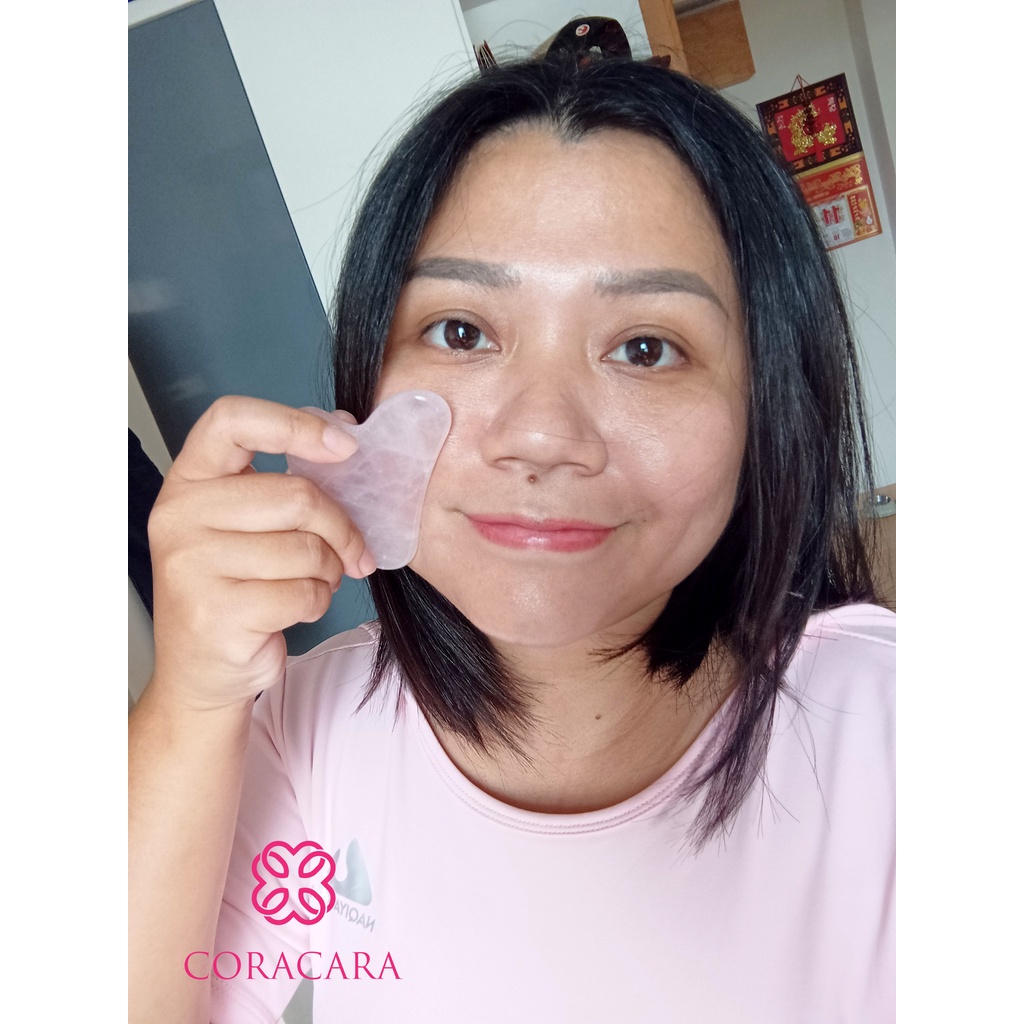 Đá GuaSha Massage Mặt TA Hồng Mát Xa Giúp Thon Gọn Nâng Cơ Trẻ Hóa Coracara