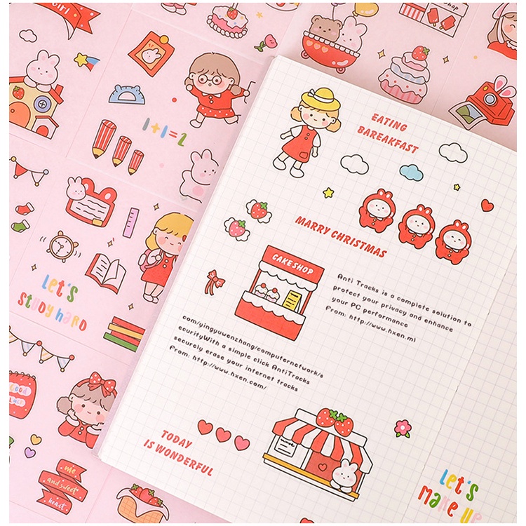 [Hàng mới về] Set Hộp Sticker 100 Tấm,hơn 1000 hình dán chống nước họa tiết hoạt hình dễ thương dùng trang trí DIY Cute.