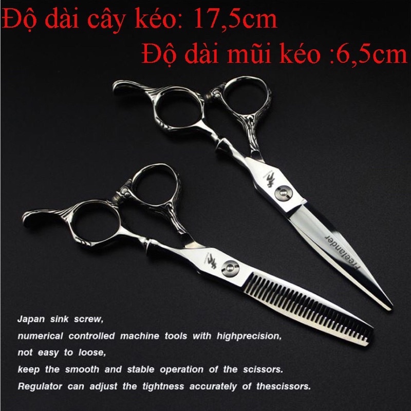 BỘ 2KÉO (cắt +tỉa ) FREELANDER 12 hàng thép Nhật nhập khẩu không gỉ sắc bén TẶNG VÍ DA VÀ PHỤ KIỆN
