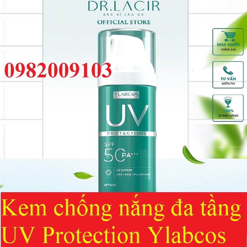 Kem chống nắng đa tầng UV Protection Ylabcos DR.LACIR Hộp 60g DR122 giúp chống nắng,dưỡng trắng da,mờ thâm, SPF 50PA+++