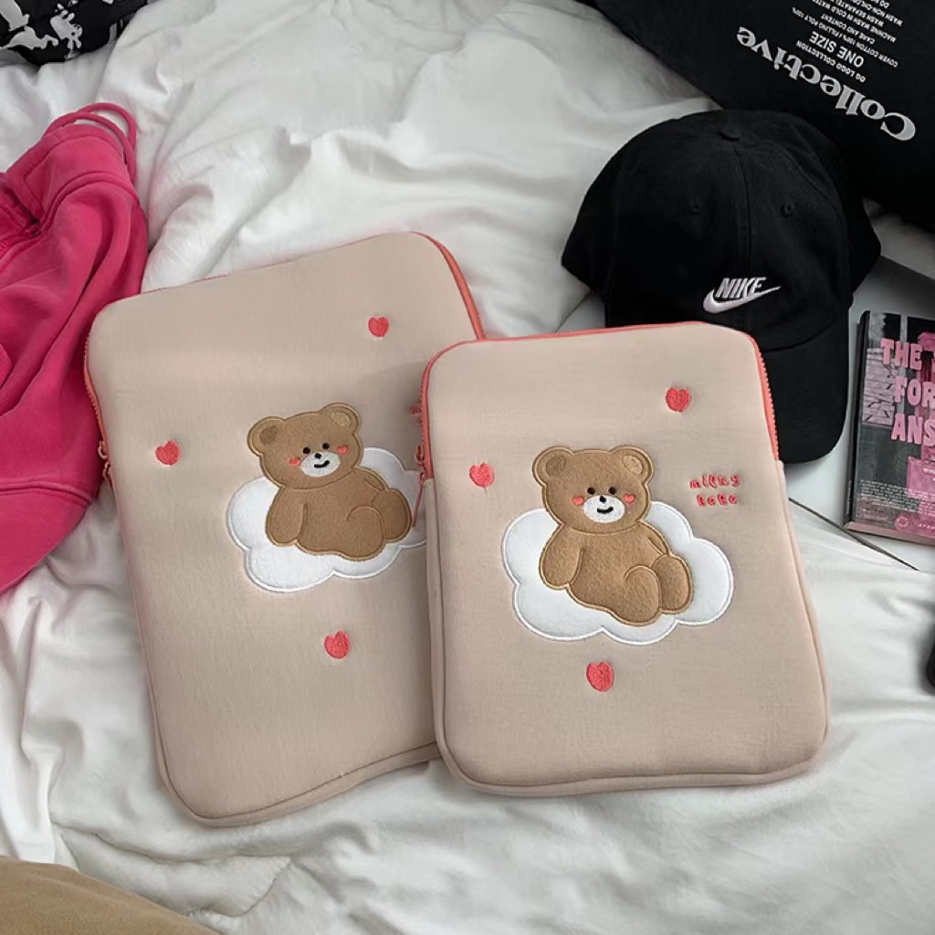 Túi Đựng Laptop Chống Sốc In Hình Gấu Hoạt Hình Dễ Thương Phong Cách Hàn Quốc Kích Thước 10 13 15 inch