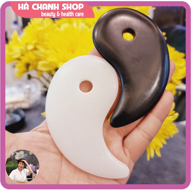 Cạo Gió Massage Đá Guasha Hình Cặp Cá Âm Dương Đẹp Bằng Đá Thiên Nhiên Miếng Cạo Mát Xa Mặt Body Chăm Sóc Da Mặt