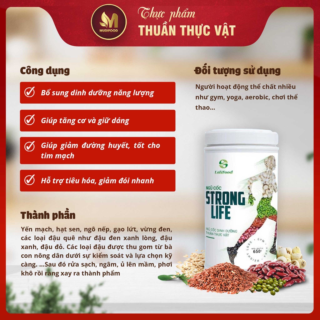 Ngũ Cốc Stronglife Lolifood, Cung cấp 14 Loại Hạt bổ sung dinh dưỡng đầy đủ - 650g