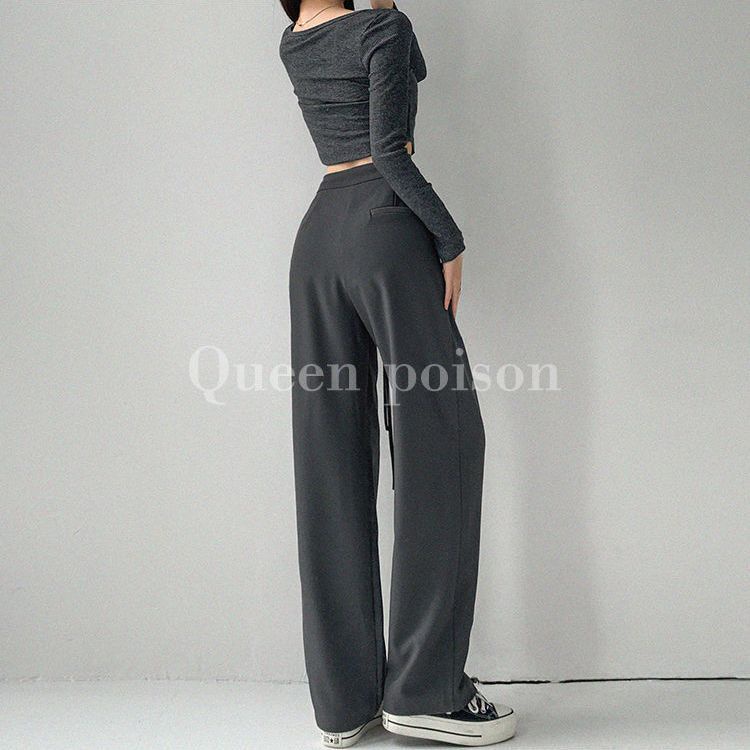 Quần Dài Lưng Cao Ống Rộng Kiểu Dây Rút Thời Trang Cá Tính Cho Nữ