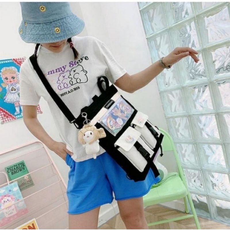 Túi tote đeo chéo, túi tote vải bố phong cách Hàn Quốc