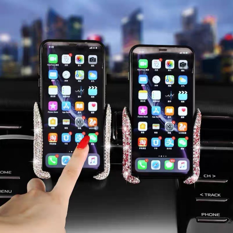 Kẹp điện thoại xe ô tô đính đá Bling Bling thời trang - Giá đỡ điện thoại trên xe hơi 2022