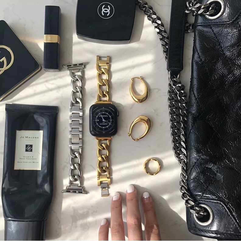 Dây Đeo Đồng Hồ Bằng Denim Và Kim Loại Cho Apple Watch series 8 7 6 SE 5 4 3 2 1 38mm 40mm 42mm 44mm 41mm 45mm