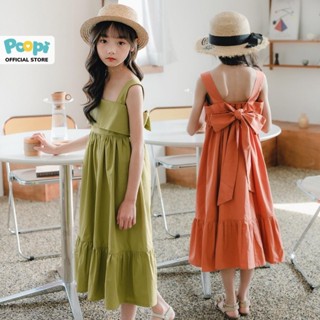 Đầm Bé Gái Maxi 2 Dây Poopi Váy Bé Gái Đi Biển Đi Chơi Dễ Thương 15-37kg
