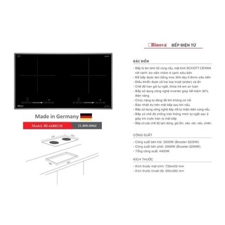 Bếp từ đôi Binova BI-6688GM Germany ( tặng quạt điều hoà , chảo , aptomat , đĩa nướng vv.. )