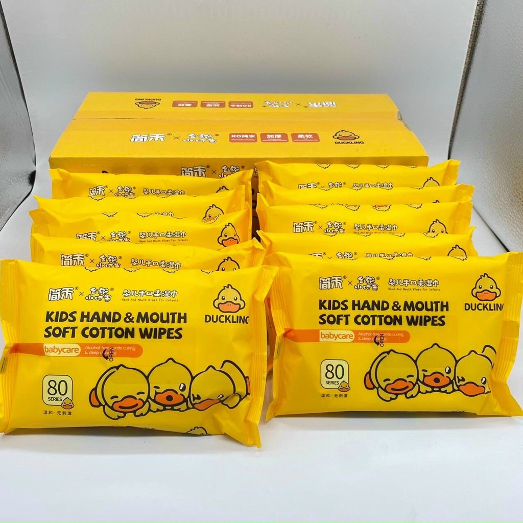 HỘP 10 GÓI KHĂN ƯỚT VỊT VÀNG GDUCK HỘP GIẤY BABY CARE
