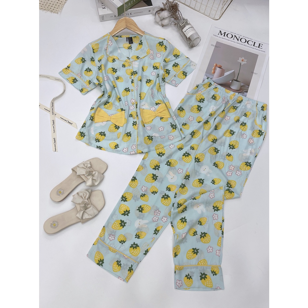 Bộ lanh quần dài 2 túi nơ hàng VNXK