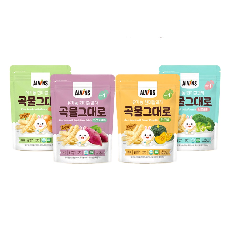 Bánh gạo lứt ăn dặm hữu cơ cho bé - Alvins - 25g