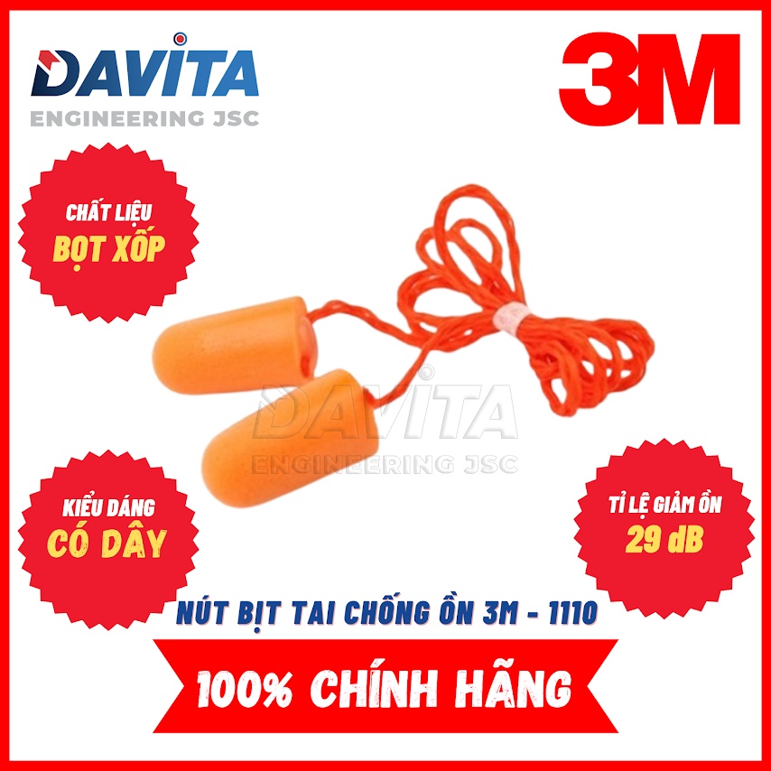 Nút bịt tai chống ồn 3M 1110, có dây