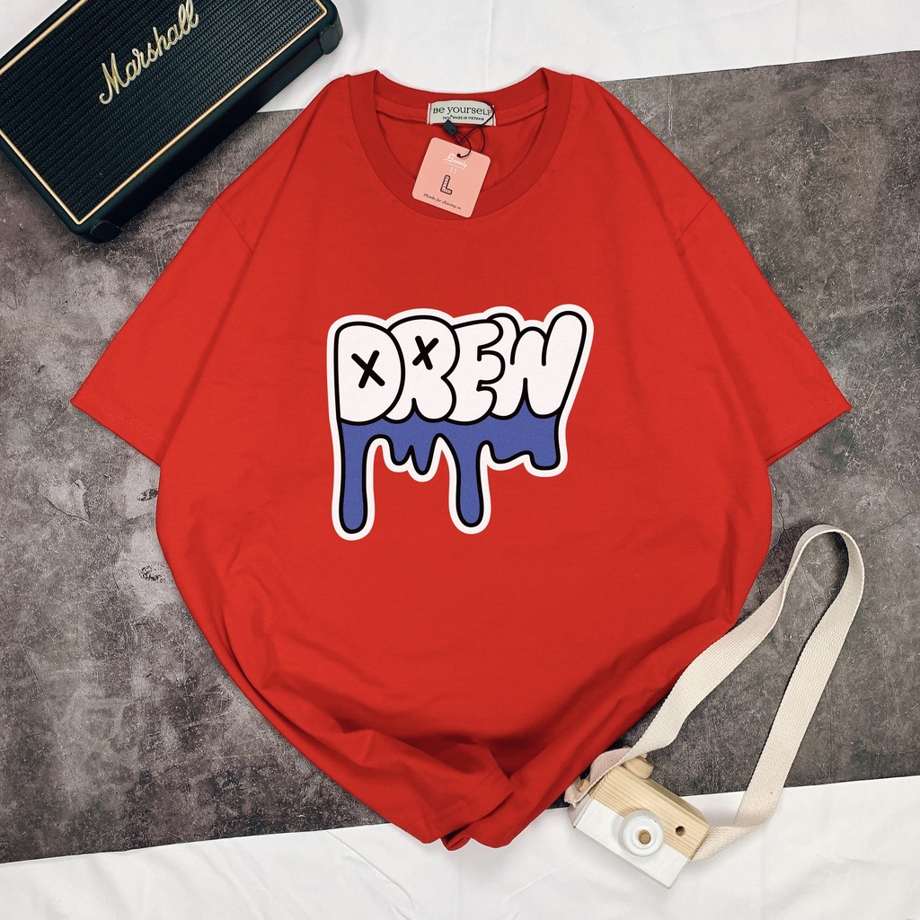 Áo Phông Xanh Dương Áo Thun Unisex Nam Nữ Hot Cotton Mát Chữ Drew Chảy - shop.lucas