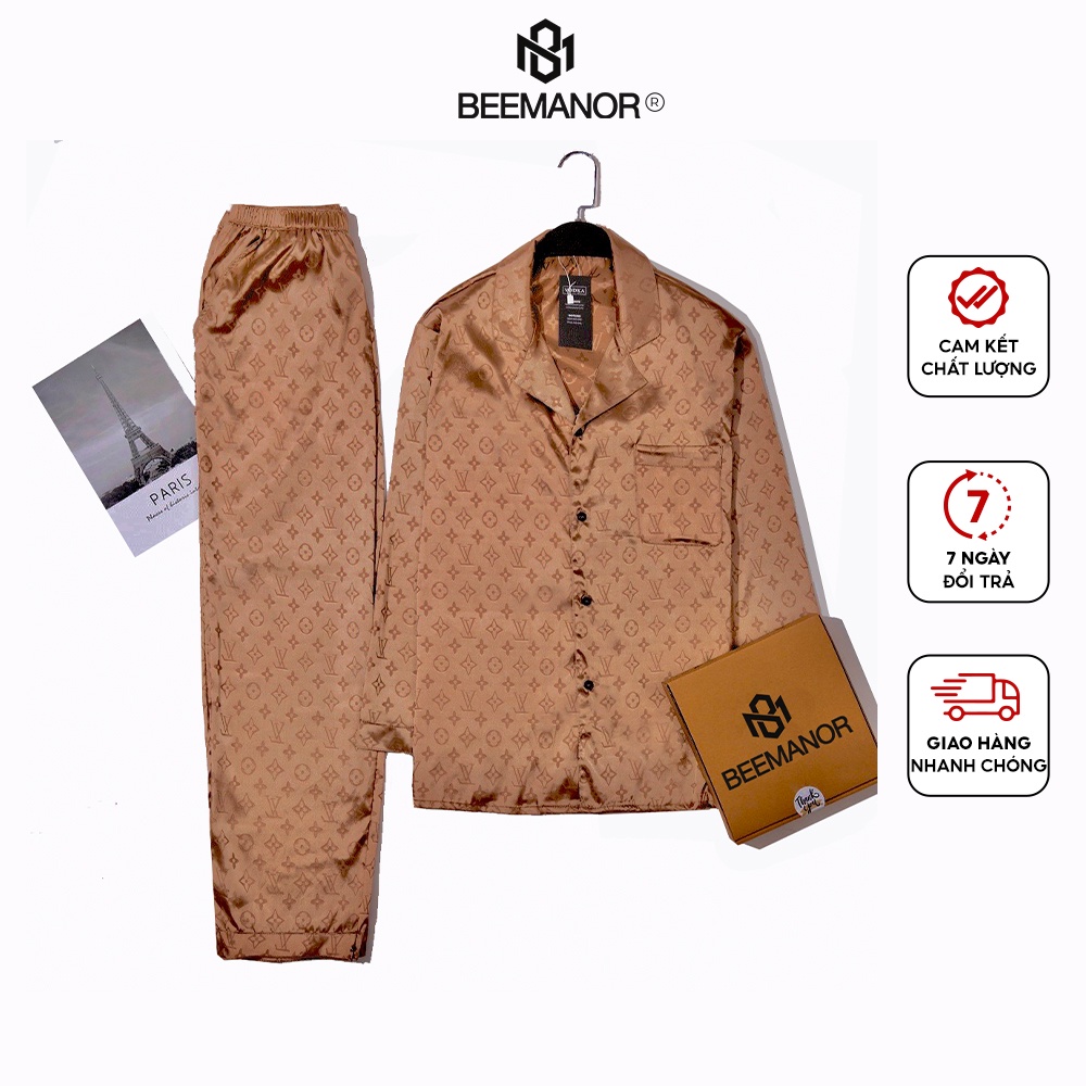 Bộ đồ ngủ nam Pijama lụa cao cấp mềm mịn,thoáng mát với thiết kế tinh tế LV13 - Beemanor